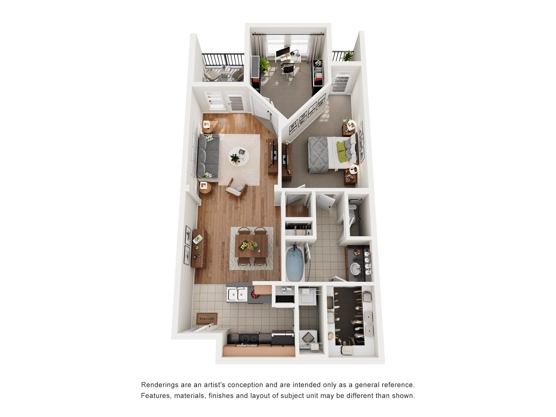 Floor plan layout diagram for 1B